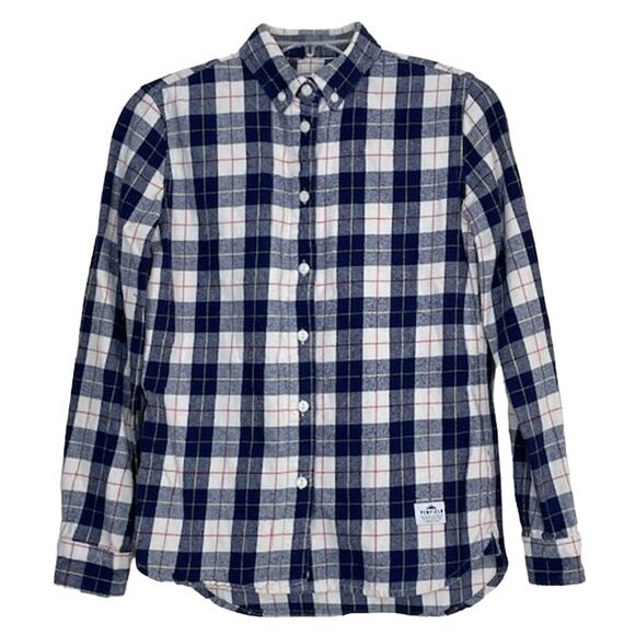 Madewell and Penfield Slim Flannel warm cozy layer white blue red plaid XS (#2) - Picture 3 of 9